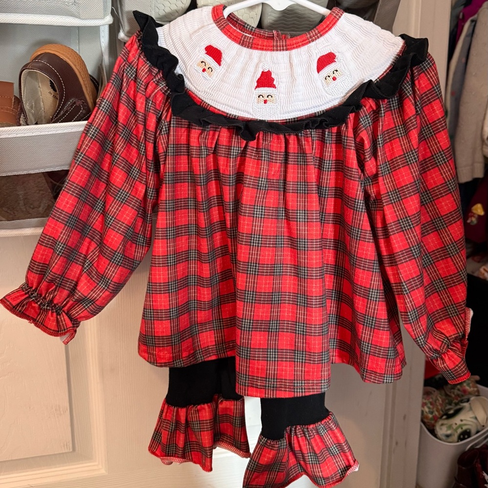 Kids Red Plaid Santa Outfit